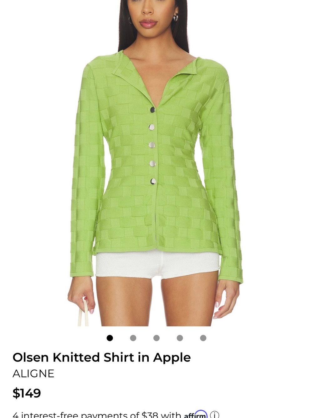 ALIGNE Green Knitted Button-Front Cardigan